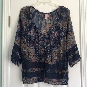 Blue Quarter Sleeve Top Size Large